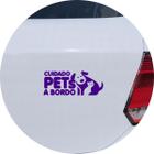 Adesivo de Carro Cuidado Pets a Bordo - Cor Roxo