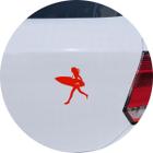 Adesivo de Carro Surfista Mulher com Prancha - Cor Vermelho