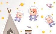 Adesivo De Parede Astronauta Espaço Galáxia Planeta