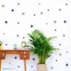 adesivo de parede decoração estrelas azuis e cinza infantil - Adesivos Kigrude