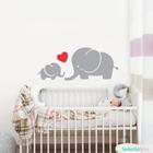 adesivo de parede decoração infantil elefantes mãe e baby - Adesivos Kigrude