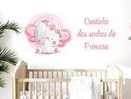 Adesivo de Parede Elefante Frase Nome Decoração Menina - senhorita decor