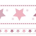 Adesivo De Parede Faixa Decorativa Estrelas Rosa - 100x15cm