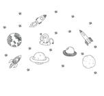 Adesivo de Parede Infantil Espaço Sideral - Planetas - Primeiro Quarto