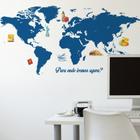 Adesivo de Parede Mapa Mundo Afora 122x60cm e Adesivos Pins - Quartinhos