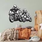 Adesivo de parede motociclista motos capacetes pai e filho