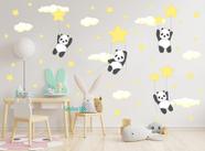 Adesivo De Parede Panda Balanço Estrelas Rosa Bebê - senhorita decor