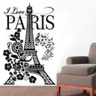 Adesivo De Parede Paris Torre Eiffel E Flores-Gig 98X154Cm