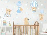 adesivo de parede ursinhos arco íris azul bebê balão - PINKIE