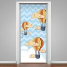 Adesivo De Porta Infantil Balões Com Céu Chevron 215X80Cm