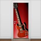 Adesivo De Porta Música Guitarra Sg Vermelha 215X80Cm