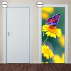 Adesivo Decorativo de Porta - Flor e Borboleta - 035pt