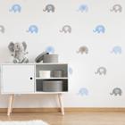 Adesivo Elefante Azul e Cinza 48un 12x8cm Cobre 5m²