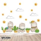 Adesivo kit infantil lhamas fofas cactos e flores