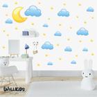 Adesivo kit infantil lua estrelas e nuvens azul - Wallkids