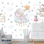 Adesivo kit infantil mamãe e bebê elefante e nuvens - Wallkids