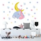 Adesivo Kit Infantil menina elefante lua flores