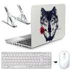 Adesivo Notebook 13,3" Lobo Rosa/Sup/Tecl/Mouse Branco