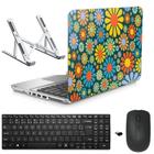 Adesivo Notebook 14" Flores 2/Sup/Tecl/Mouse Preto