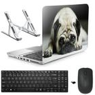 Adesivo Notebook 14" Pug Dog/Sup/Tecl/Mouse Preto