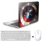 Adesivo Notebook 15" Cpt America Teclado Mouse Branco