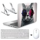 Adesivo Notebook 15" Gato Cósmico/Sup/Tecl/Mouse Branco