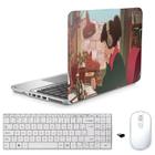 Adesivo Notebook 15" Mapa Rosa Teclado Mouse Branco