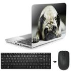 Adesivo Notebook 15" Wide Pug Dog/Tecl/Mou Preto