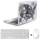 Adesivo Notebook 15,6" EUA Teclado Mouse Branco