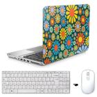 Adesivo Notebook 15,6" Flores D1 Teclado Mouse Branco