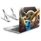 Adesivo Notebook 17" Baby Yoda e Suporte