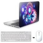 Adesivo Notebook 17" Flores D2 Teclado Mouse Branco