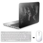 Adesivo Notebook 17" Mapa Mundi Teclado Mouse Branco