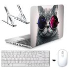 Adesivo Notebook Asus 14" Gato Cósmico/Sup/Tecl/Mou Branco