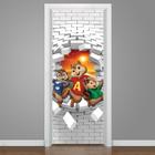 Adesivo Para Porta 3D Alvin E Os Esquilos - 215x80cm - Mix Adesivos