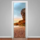 Adesivo Para Porta Paisagem Praia Com Pedra-83X210Cm - Mix Adesivos