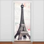 Adesivo Para Porta Torre Eiffel Miniatura-83X210Cm