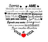 Adesivo Parede Frases Motivação Coração Sorria Ame 100x88cm