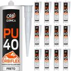 Adesivo Selante PU 40 380g 230ml 12 peças Preto Orbi