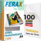 Adesivo Vinil Transparente 100%, Jato Tinta A4 - 100 Folhas - Ferax
