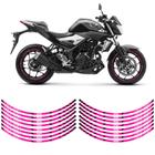 Adesivos Frisos Roda Moto Yamaha MT-03 Filete Rosa Refletivo