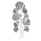 Adorno de parede folhas em metal prata 90cm - mcd