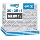 Aerostar 20x25x1 MERV 13 Filtro de Ar Plissado, Filtro de Ar do Forno AC, 4 Pacote (Tamanho Real: 19 3/4" x 24 3/4" x 3/4")