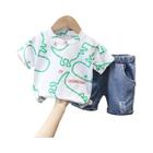 Agasalho Infantil Dinossauro - Camiseta e Shorts Jeans para Meninos (1-5 anos)