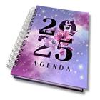 Agenda 2025 Feminina Roxa Floral - 1 dia por página - Capa Dura - Clips Papelaria Criativa