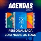 Agenda personalizada ano 2025 com nome ou logomarca empresa capa dura com elástico 1 dia por página