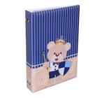 Álbum Fotográfico 200 Fotos 10x15 URSO ESCUDO Infantil Coroa Bebê Azul Escuro Memo