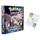 Álbum Pasta Fichário Pokemon com 10 Folhas YES 9 Bolsos Destinos Brilhantes Capa Dura Reforçado