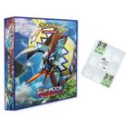 Álbum Pasta Fichário Pokemon com 10 Folhas YES 9 Bolsos Sun & Moon Guardians Rising Capa Dura