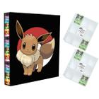 Álbum Pasta Fichário Pokemon com 20 Folhas YES 9 Bolsos Eevee Capa Dura Reforçado Colecionar Cards